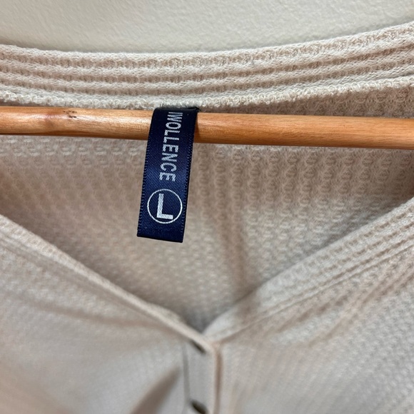 Cream Button-Down Waffle Knit Top - Picture 2 of 3